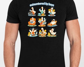 Camiseta "Superada en número por chicos", regalo divertido para mamás de niños, camiseta gráfica "La vida de mamá de chicos"