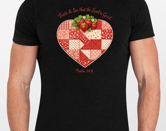 Camiseta «Prueben y vean que el Señor es bueno» Salmo 34:8, regalo con versículo bíblico cristiano, camiseta con estampado de escritura sobre la fe.