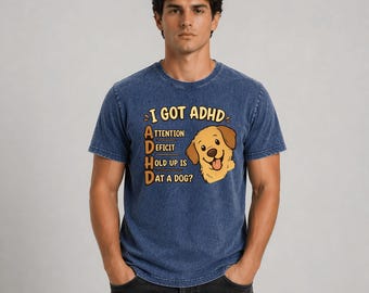 ¿Eso es un perro? Camiseta divertida con meme de TDAH, regalo de humor neurodivergente, camiseta gráfica sarcástica de TDAH, ropa extragrande desquiciada.