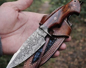 Benutzerdefinierte handgeschmiedete Damaststahl Bowiemesser, Krokodilmesser, Geschenkkollektion