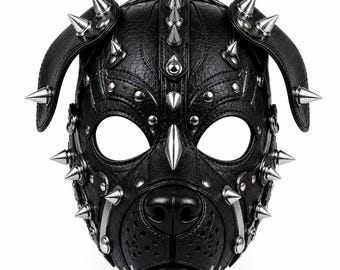 Handmade leather Mask with Spikes | Cosplay Costume | | Handmade Dog Hood