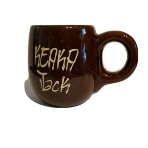 Vintage Hawaii Tasse Keaka Jack Island Karte Hawaii Verkauf Braun Tiki Souvenir