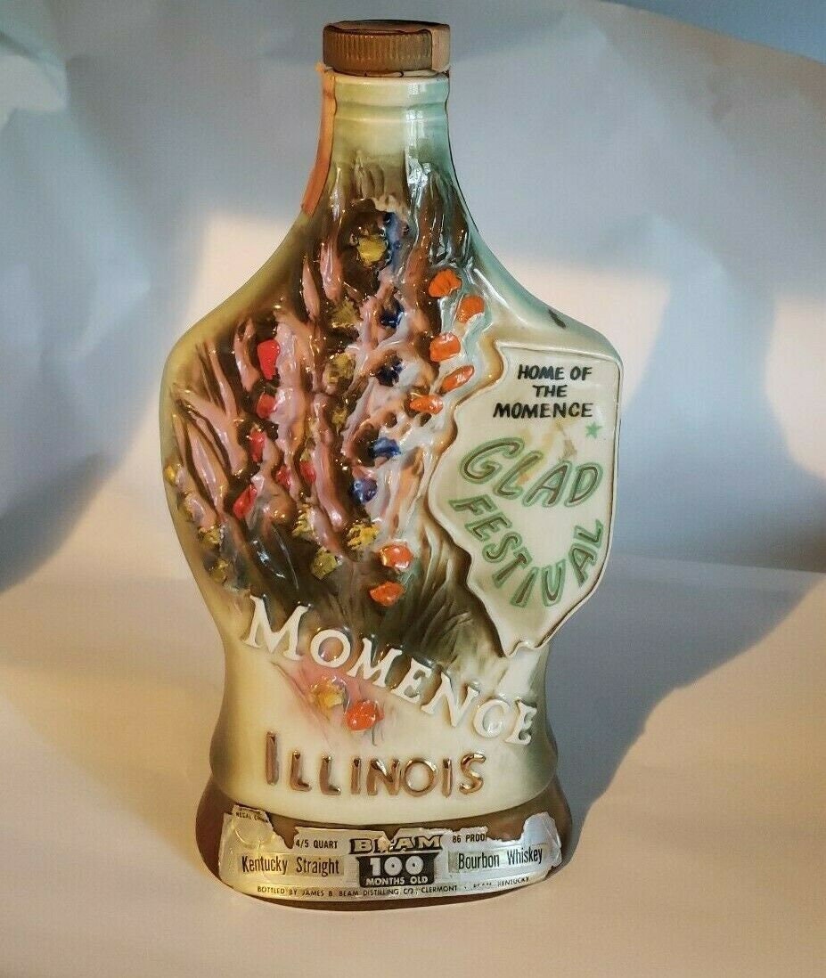 Jim Beam Empty Bottle Illinois Momence Glad Festival Decanter Etsy