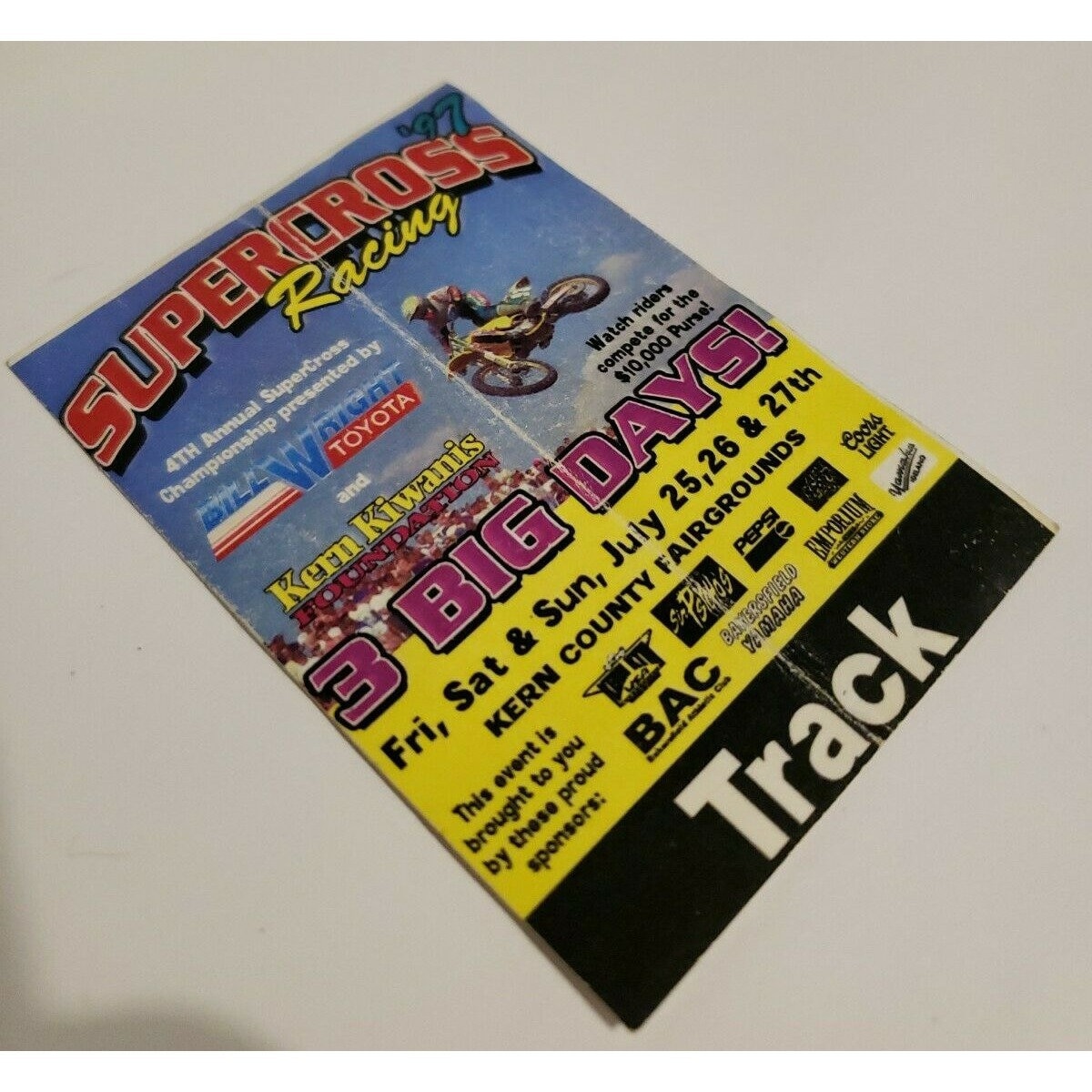 1997 スーパークロス レース チケット 半券 オートバイ 7 月 25 日 26