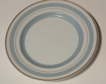 Williams Sonoma Hellblau Goldrand Gebänderter Speiseteller Teller Japan 8.25 VTG