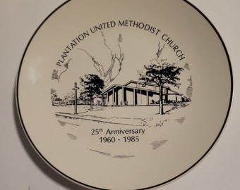 United Methodist Church Plate Plantation Florida FL Collector Dish 1985 1980s