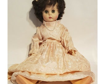 Vintage Doll 19" Sleep Eyes Pink Dress Pearls Panty Hose Allied Eastern AE