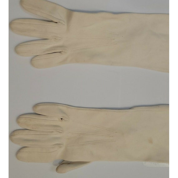 Vintage Elvette Royal Gloves 17" Off-White - image 4