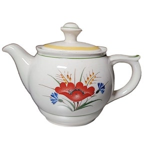 Vintage Arabia of Finland Teapot Creamer Pitcher ARA55 Red Blue Flower MCM