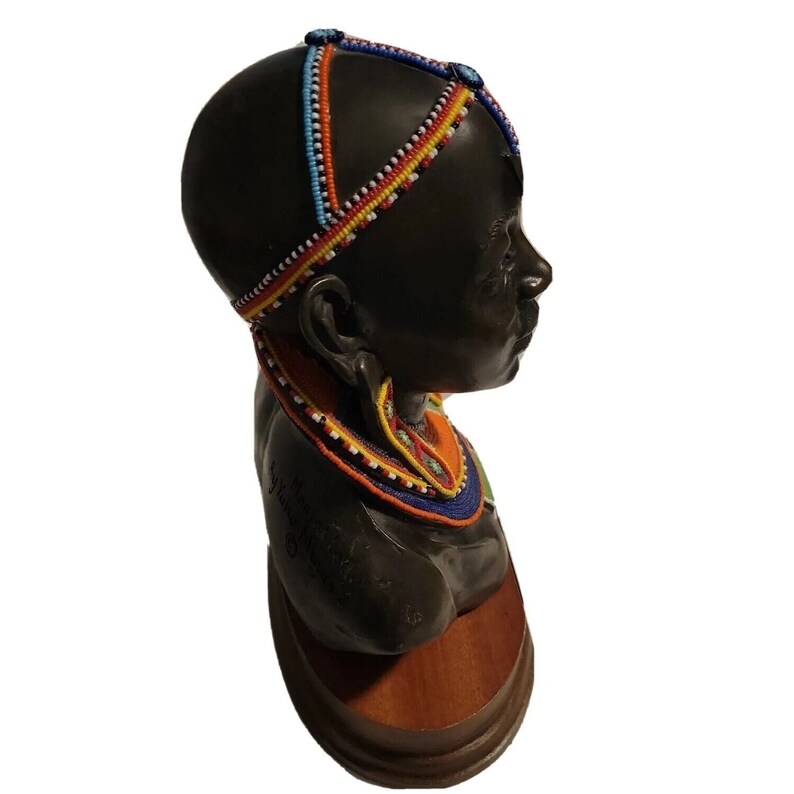 Yuko Miyare Bust Sculpture Maasai Lady Wood Wooden Kenya Africa