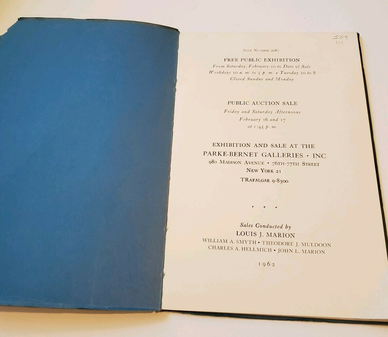 1962 Galleries Auction Catalog English Furniture Barry