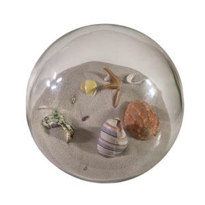 Sandglobe Glass Sand Globe Seashells Shells Coastal Beach Nautical Tiki Sea