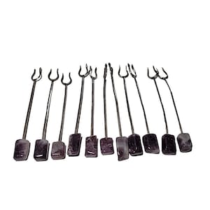 Vintage Hors D'oeuvre Cocktail Party Picks Purple Amethyst Stones Silver Forks
