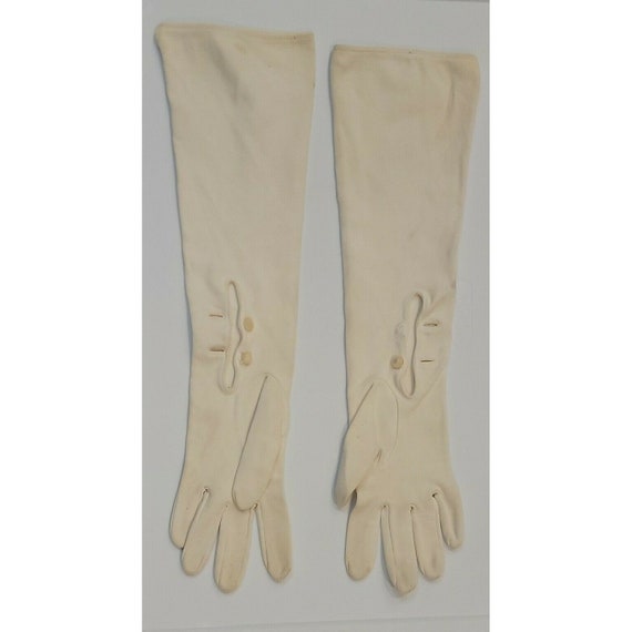 Vintage Elvette Royal Gloves 17" Off-White - image 5