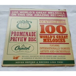 Promenade Preview Disc 100 World&#39;s Greatest Melodies Vinyl Capitol Records