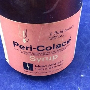 Vintage Medicine Bottle Peri-Colace Syrup Pharmaceutical Drug | Etsy