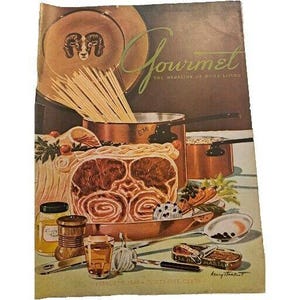 Vintage Gourmet Magazine February 1948 Food Cooking Epicurean 1940s Post-War