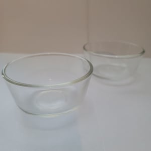 Anker Hocking Feuer König Klarglas Pudding Tasse Auflaufförmchen Vintage MCM USA Paar 2