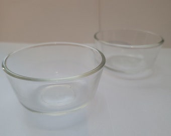 Anchor Hocking Fire King Clear Glass Custard Cup Ramekin Vintage MCM USA Pair 2