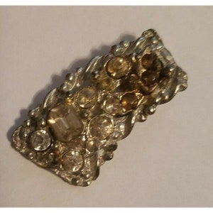 Vintage Hair Clip Rhinestone Bling Silver Metal  .5 x 1.25 inches