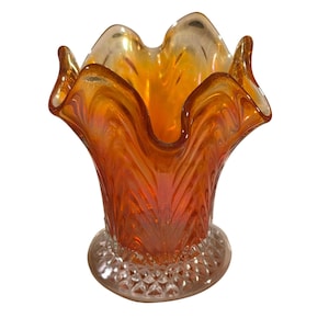 Fenton Carnival Glass Marigold Vase - Etsy