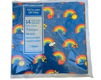 Carta da regalo vintage, carta da regalo Artfaire arcobaleno a pois spaziali anni '80