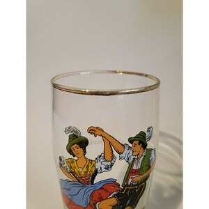 Vintage Oktoberfest Beer Glass Stein Dancing Man Woman Dirndl Lederhosen image 4