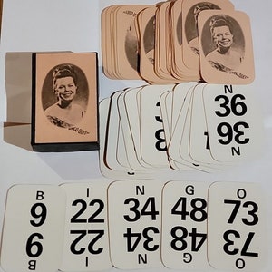 Vintage Bingo Queen Card Deck Call Juego Cartas y Números Tarjetas