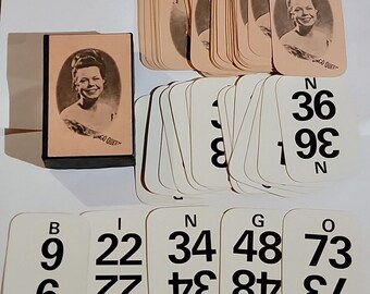 Vintage Bingo Queen Card Deck Call Juego Cartas y Números Tarjetas