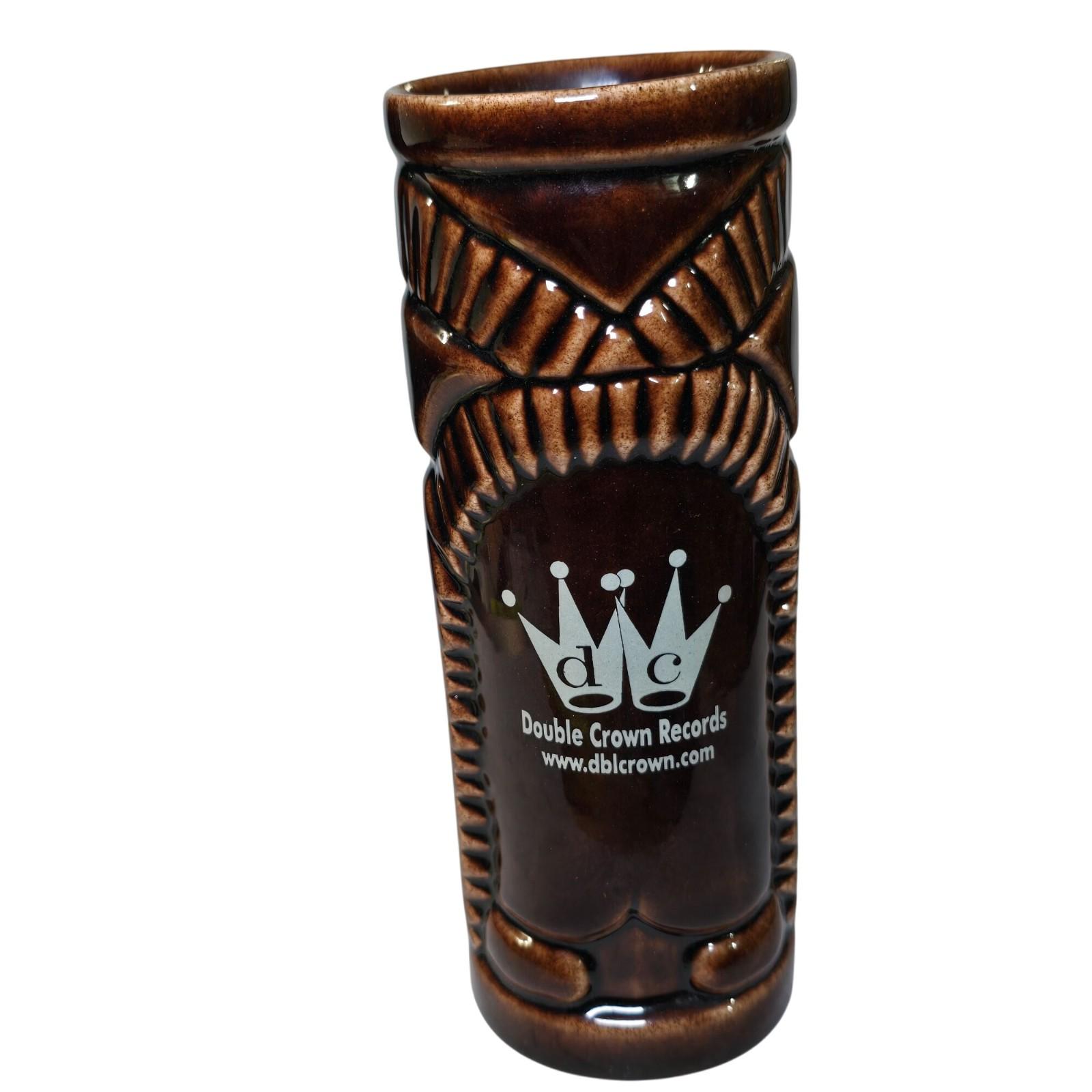 2002 Tiki Farm Double Crown Records Tiki Mug Brown Glaze