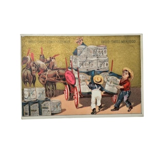Anglo Swiss Milk Food Trade Card Vintage Antique Condensed Milk Nestle Ephemera