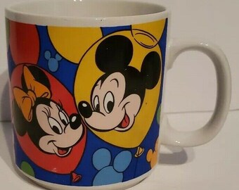 Vintage Disney Mug Mickey Friends Minnie Donald Goofy Pluto Korea 1980s