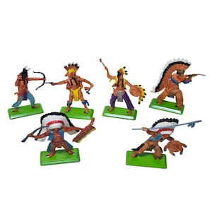 Vintage Britains Deetail Spielzeugsoldaten Indianer Native Americans 1970s England x6
