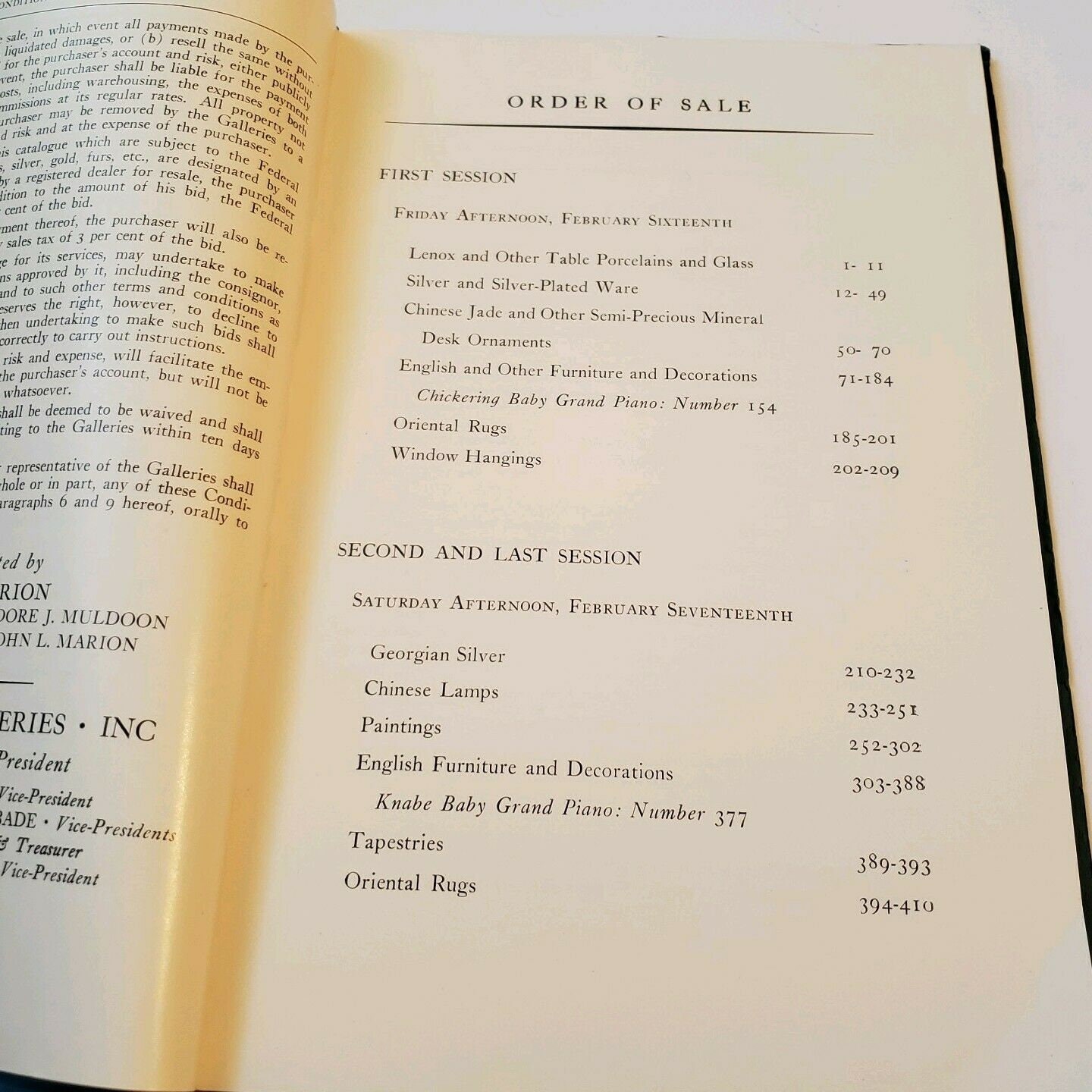 1962 Galleries Auction Catalog English Furniture Barry