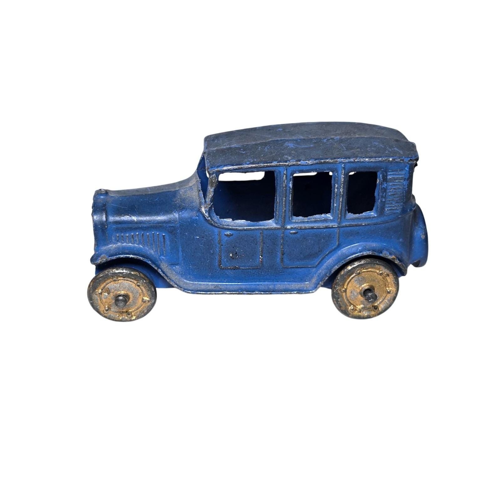 Vintage Tootsietoy 4629 Blue Yellow Cab Sedan 1920s 1930s Original