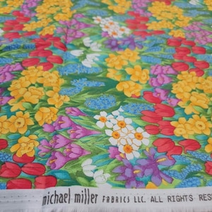 Vintage Michael Miller Fabrics Spring Blooms C-546 Flowers Floral 37.5 x 22.75&quot;
