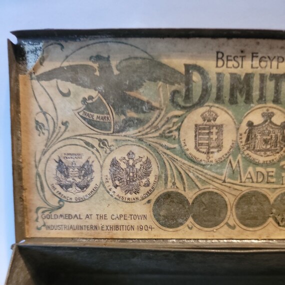 Dimitrino & Co Cigarette Box Antique Metal Tin Art Nouveau Cairo Egypt  Vintage