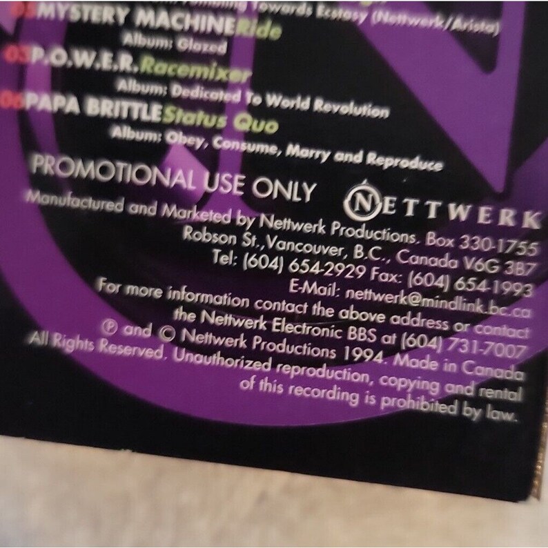 Nettwerk Music Sampler Cassette Tape Urban Outfitters 1994 1990s Brainbox image 5