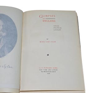 Glimpses of England Social Political Literary Moses Coit Tyler 1898 GP Putnam&#39;s
