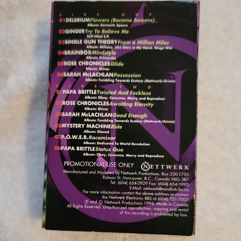 Nettwerk Music Sampler Cassette Tape Urban Outfitters 1994 1990s Brainbox image 3