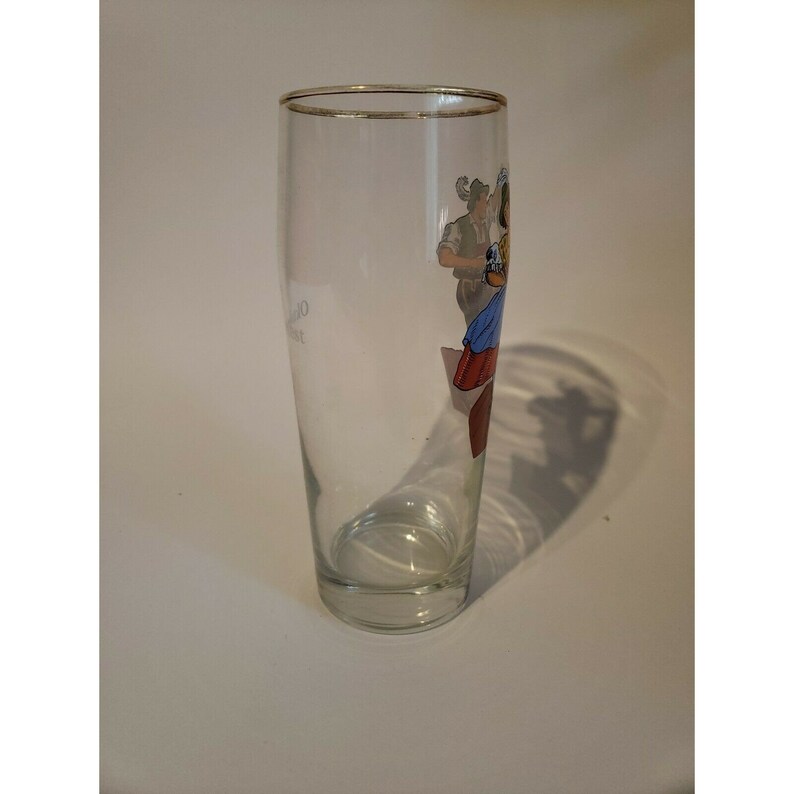 Vintage Oktoberfest Beer Glass Stein Dancing Man Woman Dirndl Lederhosen image 6