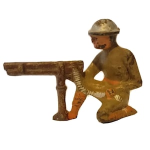 Grey Iron Early Toy Soldier G61 G 61 US Machine Gunner Antique Vintage Dimestore