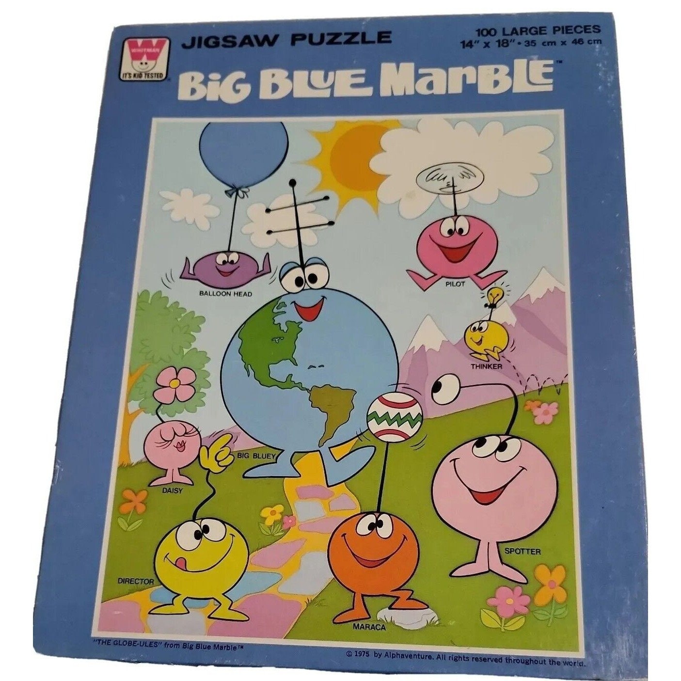 Puzzle Vintage Whitman Alphaventure 1975 – Marbre Bleu – Enfant Années 70 – Gros Format – Neuf