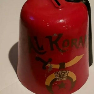 Vintage Shriners Fez Al Koran Metal Bank Red Hat Ohio