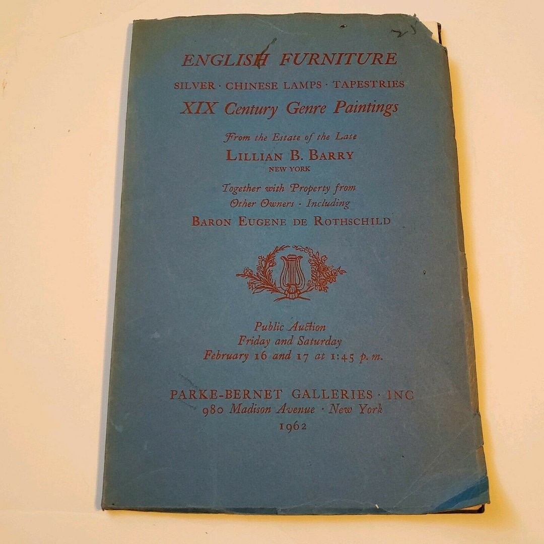1962 Galleries Auction Catalog English Furniture Barry