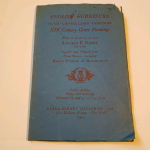 1962 Parke-Bernet Galerien Auktionskatalog Englische Möbel Barry Rothschild