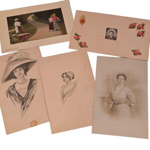 Cartoline antiche d'epoca di donne, bambini, cartoline, primi anni del 1900, effimere