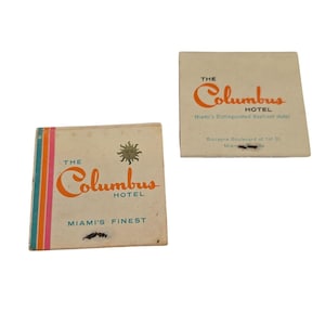 Vintage The Columbus Hotel Miami Florida Matches Matchbook Match Book FL 1970s