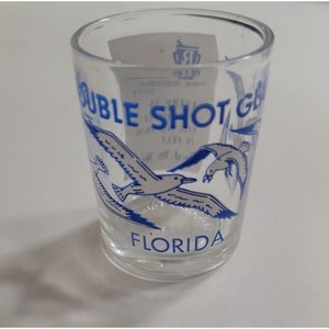Vintage Florida Double Shot Glass Souvenir Seagulls 1970s 1980s FL Dr IM High