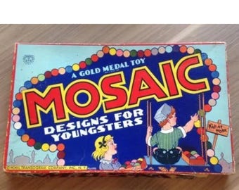 Mosaic Designs for Youngsters Vintage 1940 Transogram Art Game A Gold Medal Toy